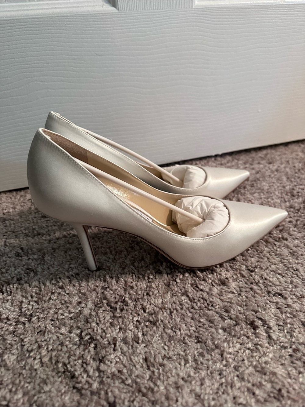 Jimmy Choo Love 85 Ivory Satin Pumps